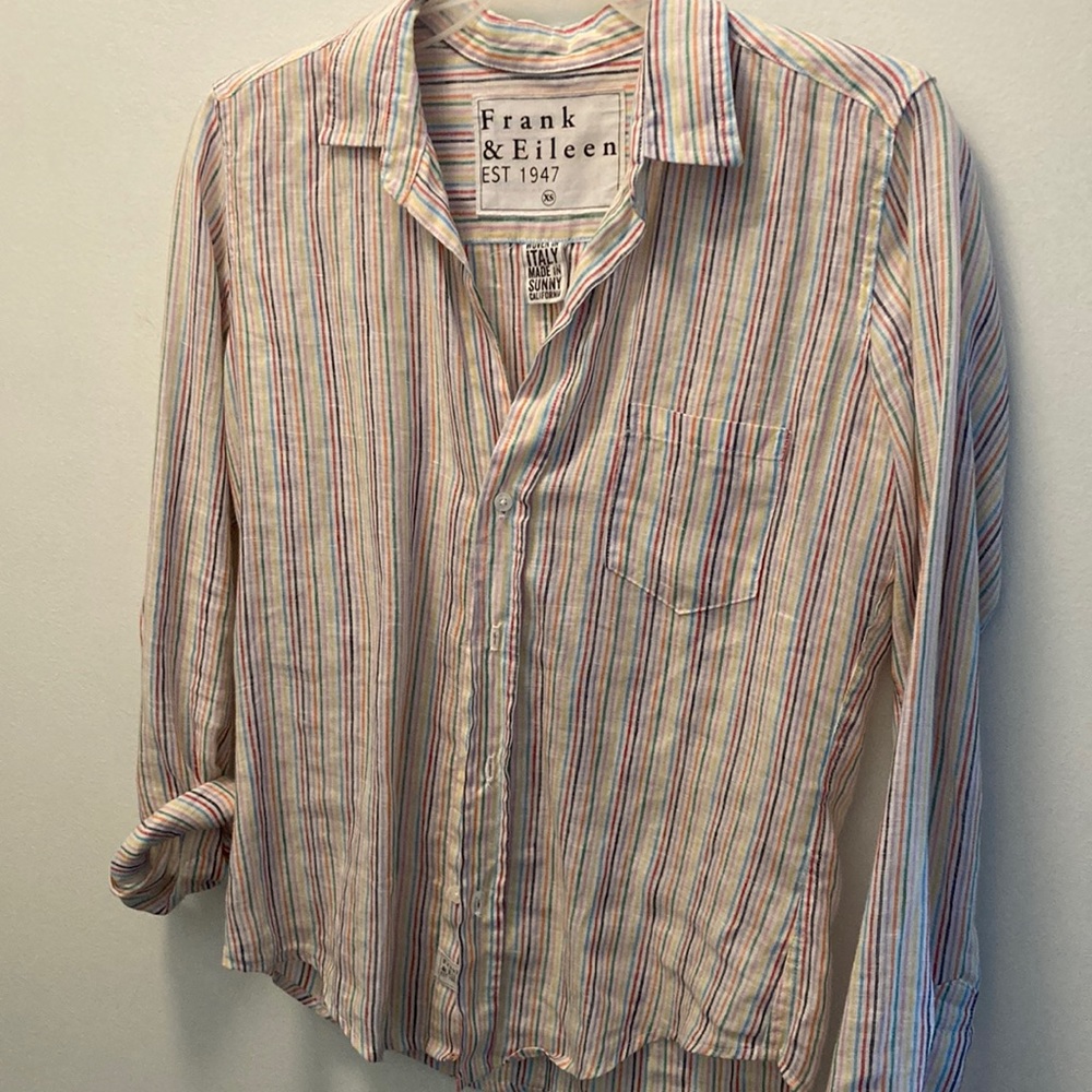 Frank & Eileen Classic Linen Button-Up, multicolored,xs